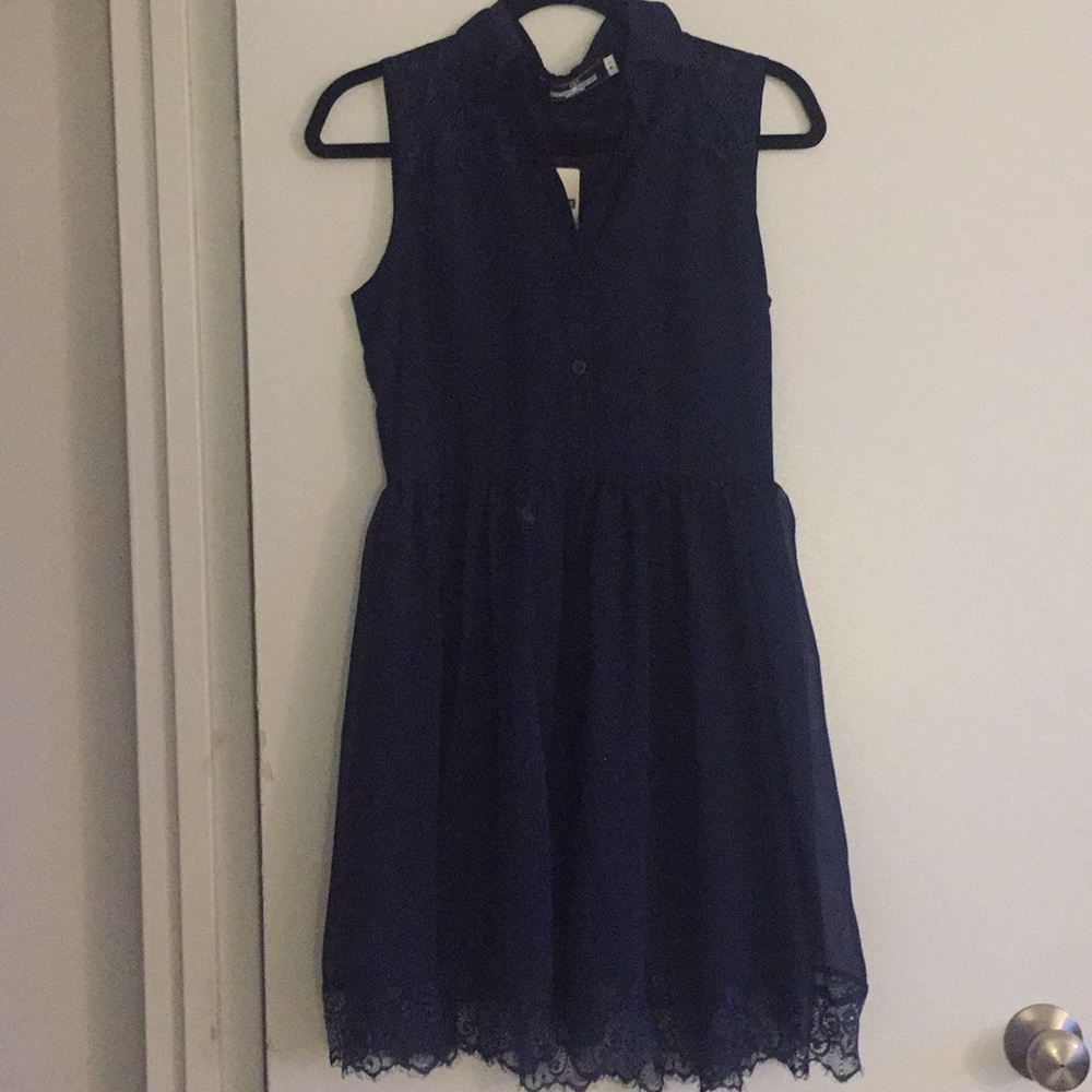 Navy button up dress